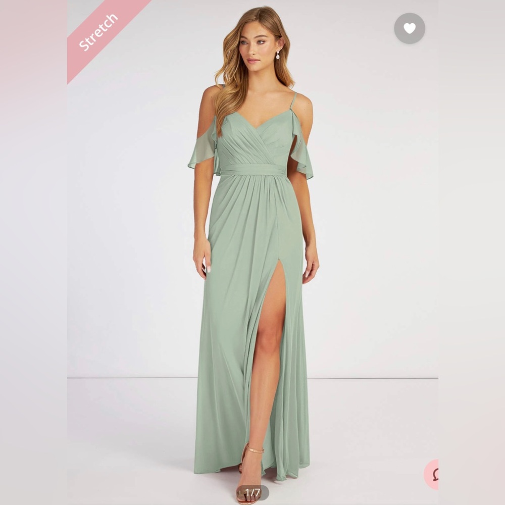 Azazie Fiena Dusty Sage Size 8 Bridesmaid Dress